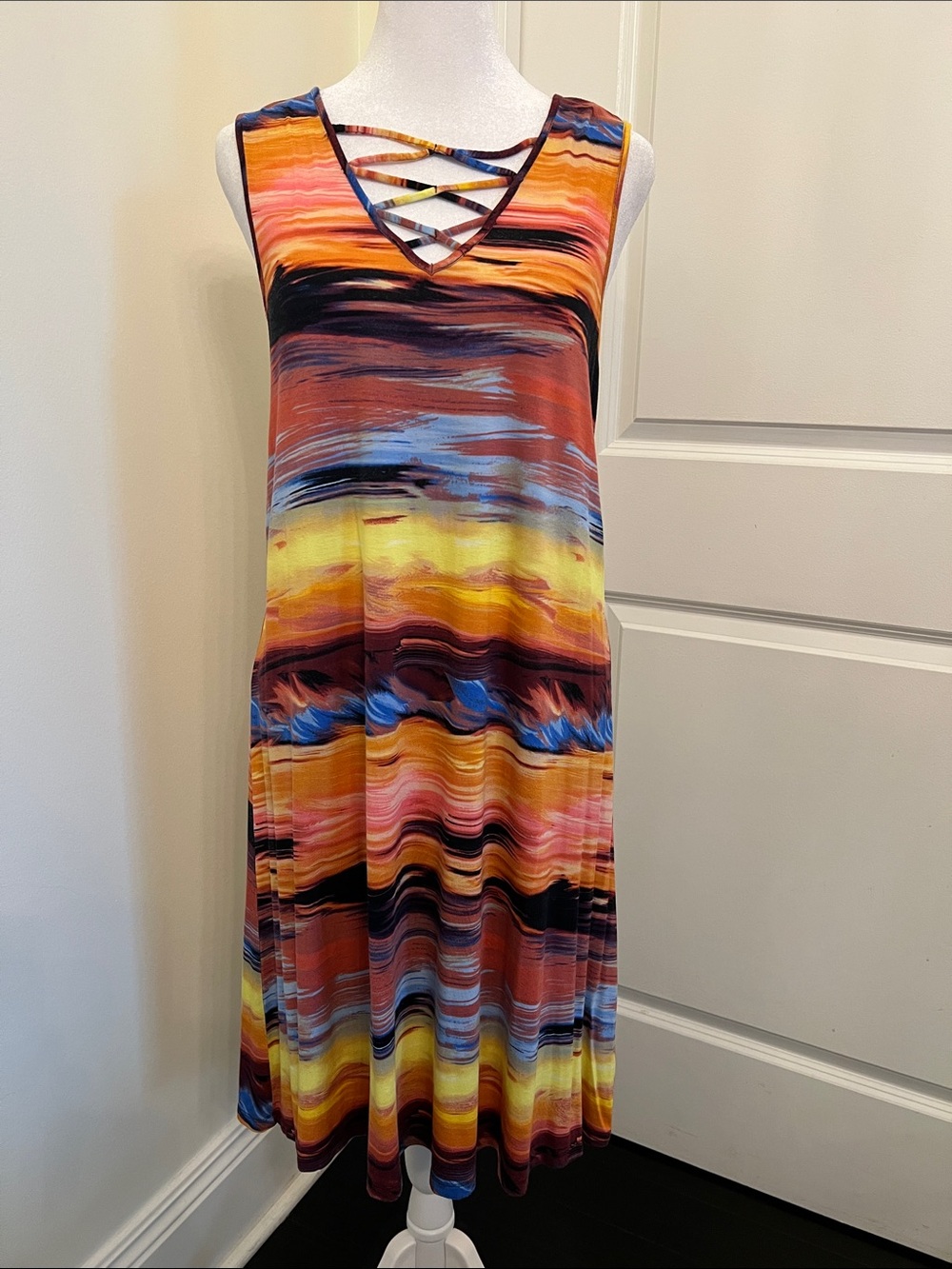 Vibrant Summer Dress Women's Petite L